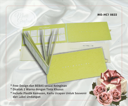 Cetak Undangan Hardcover 1 Warna Ornamen Cover Depan Emboss